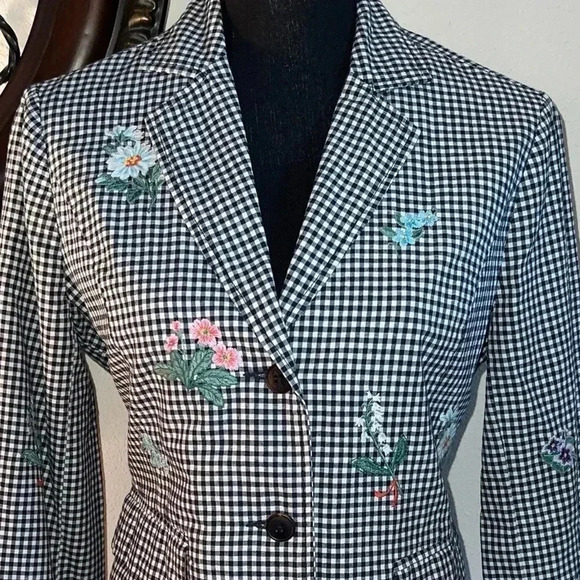 Sundance Women’s Embroidered Navy Gingham Tansy Blazer Size Small - Picture 15 of 16